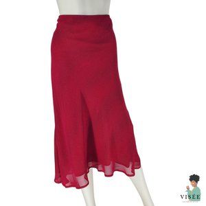 Animal Print Magenta Orange Silky Midi Skirt